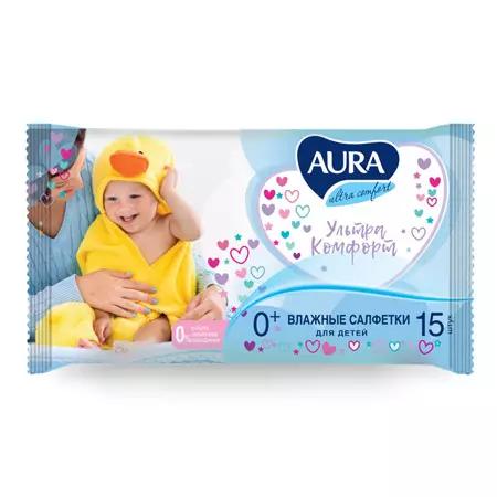 Салфетки влажные детск AURA Ultra Comfort 15шт Компакт АКЦИЯ