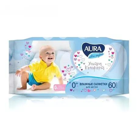 Салфетки влажные детск AURA Ultra Comfort 60шт  АКЦИЯ