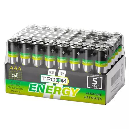 Батарейка мизинчиковая ТРОФИ Energy алкалиновая  (AAA/LR03-1,5V) сп=40шт/цена за шт