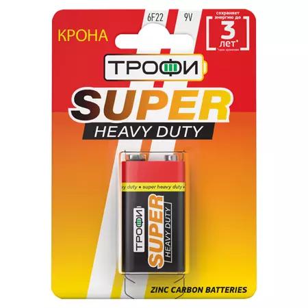 Батарейка крона ТРОФИ Heavy Duty солевая (6F22/6LR61-9V)