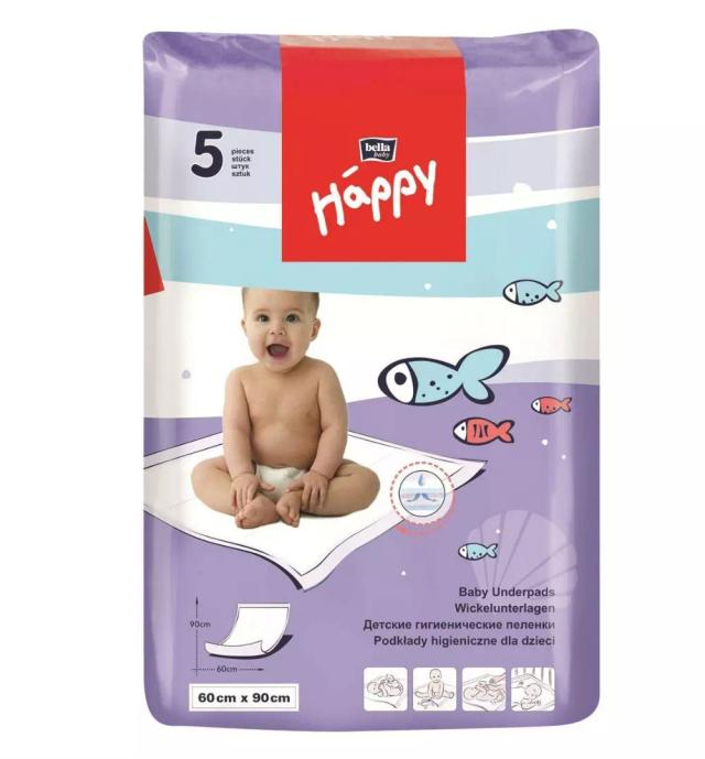 Пеленки БЕЛЛА 60*90 baby Happy classic 5шт BB-091-MMMM-019