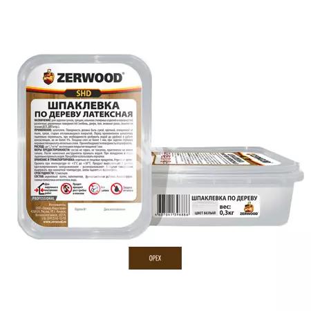 Шпаклевка по дереву 0,3кг орех банка ZERWOOD SHD