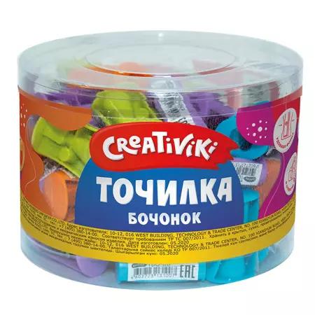 Точилка пластик Creativiki Бочонок б/конт ТБОЧКР ш.к 1001 сп=48шт