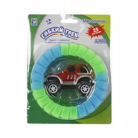 Игра Автотрек 1toy гибкий Большое путешествие 25 дет машинка свет Т10199