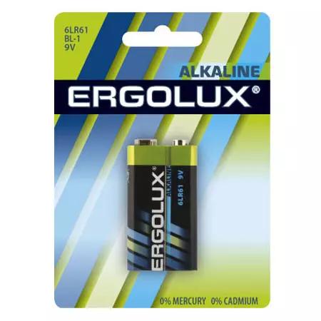 Батарейка крона ERGOLUX алкалиновая (6F22/6LR61-9V)