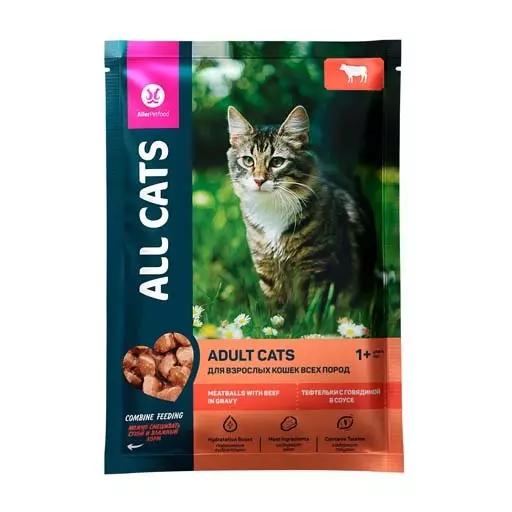 Корм для кошек ALL CATS пауч 85гр тефтельки с гов в соусе  02 AL 909 ЛЦ