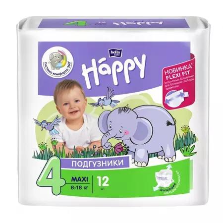 Подгузники БЕЛЛА BABY Happy Maxi 8-18кг 12шт BB-054-LU12-022 ш.к.3137